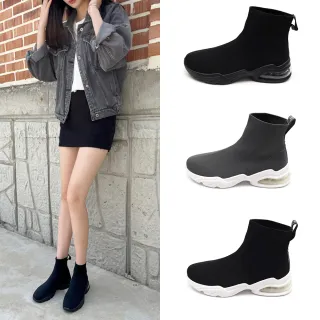 【HIKOREA】韓國空運。彈力美型老爹氣墊厚底襪套靴-版型正常(71-3608/三色/現+預)