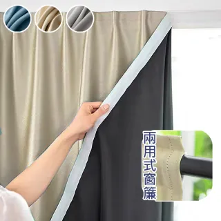 【巴芙洛】全遮光布拉格魔術貼/穿桿式兩用窗簾120*160cm(門簾/風水簾/窗簾/遮光窗簾/黏貼式窗簾/隔熱)