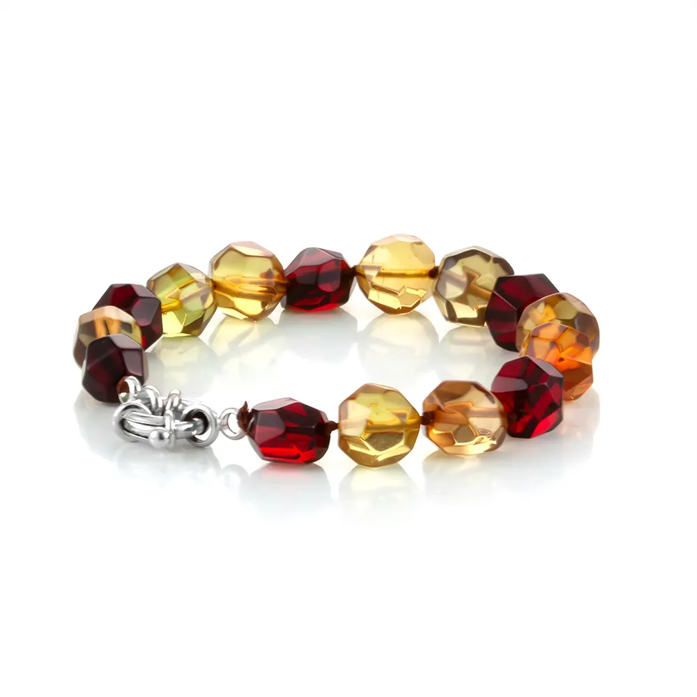 【Woogie武吉珠寶】琥珀蜜蠟設計師手作多寶鑽切琥珀手鍊(鑽切10-12mm)