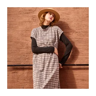 【Diffa】灰格織紋連身洋裝-女