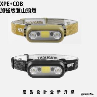 XPE COB加強版登山頭燈 發光二極體頭燈 300LM感應強光頭燈 USB充電輕便夜跑騎車照明頭燈(頭燈)