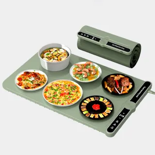 【FAJI】家用矽膠暖菜板墊 可卷餐桌熱菜板墊 柔性飯菜加熱板 可捲收保溫菜板 暖菜寶 60*38CM 交換禮物