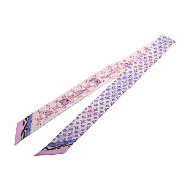 LV LOUIS VUITTON路易威登 M76110 經典 Bandeau BB Bubble Glam 包包鎖釦圖騰真絲領巾