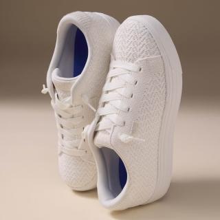 【Keds】厚底增高針織鞋面休閒鞋 冰川白 厚底3公分 厚底鞋 增高鞋 PARK ENG KNIT SLIP IN WF68994