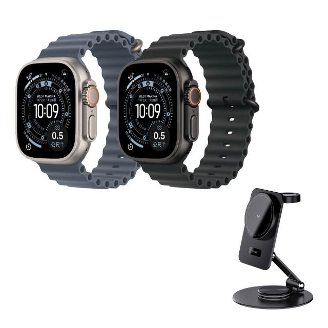 三合一充電座組【Apple】Apple Watch Ultra 3 GPS+行動網路 49mm(鈦金屬錶殼+海洋錶帶)