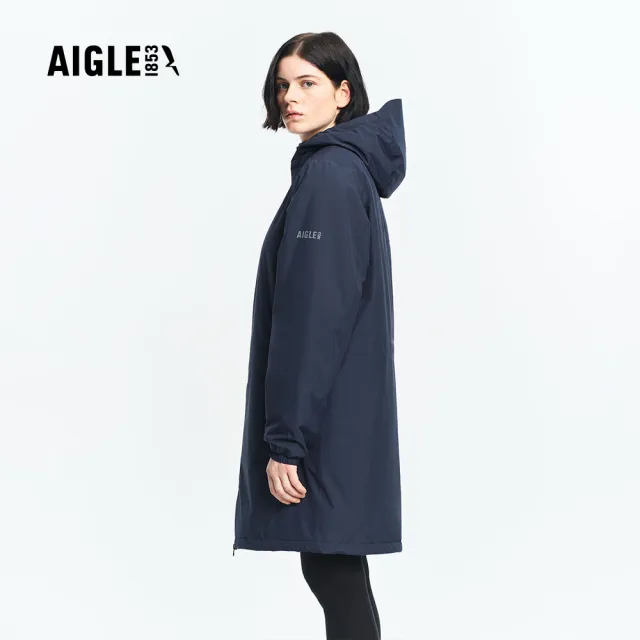 【AIGLE】防水保暖長版外套｜AG-FBM50A057 深藍(防水外套 防風外套 保暖外套 大衣)