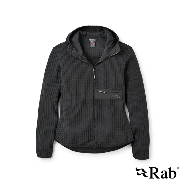 【RAB】Ramshaw Hoody Wmns 格紋刷毛連帽外套 黑色 女款 #QFG75