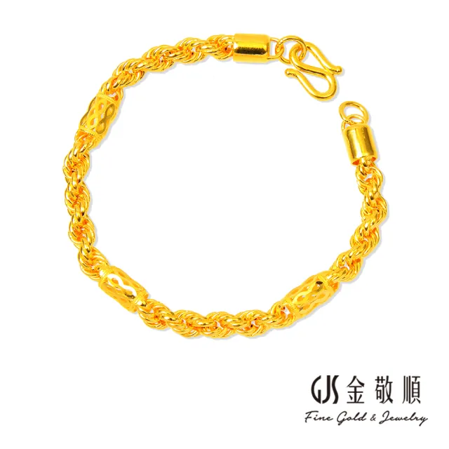 【GJS 金敬順】黃金手鍊 無限 888發財 麻花 中性款(金重:3.57錢/+-0.03錢)