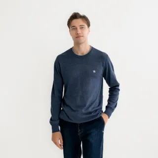 【Arnold Palmer 雨傘】男裝-圓領配條針織衫(藍色)