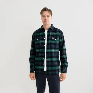 【Arnold Palmer 雨傘】男裝-法蘭絨格紋長袖襯衫(綠色)