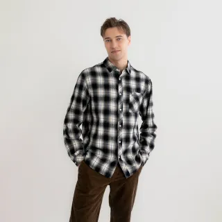 【Arnold Palmer 雨傘】男裝-法蘭絨格紋長袖襯衫(黑色)