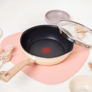 【Tefal 特福】momo獨家 煮FUN系列24CM不沾鍋深平底鍋_加蓋(IH爐可用鍋/適用電磁爐)