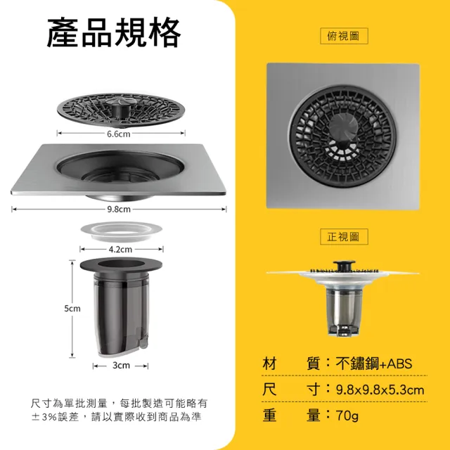 【Life工具】磁吸式防臭地漏 濾網型 地漏蓋  排水孔防臭蓋 排水孔蓋 浴室排水孔蓋  防堵水孔蓋(130-FFDF)