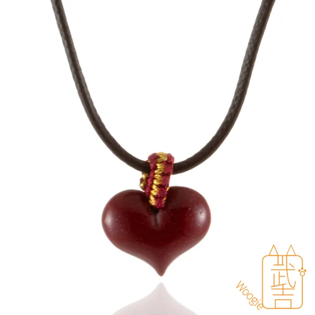 【Woogie武吉珠寶】紫金硃砂愛心桃黑繩項鍊(紫金砂17x14mm)