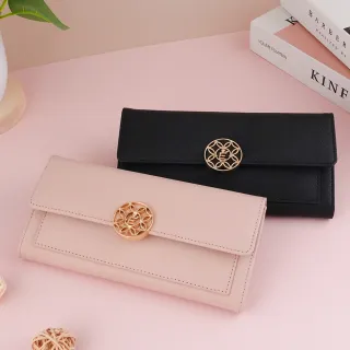 【命運好好玩】五路進財真皮長夾組 開運設計 種子字添財 金葫蘆福祿雙收 黃財神旺財(奶茶粉/經典黑)