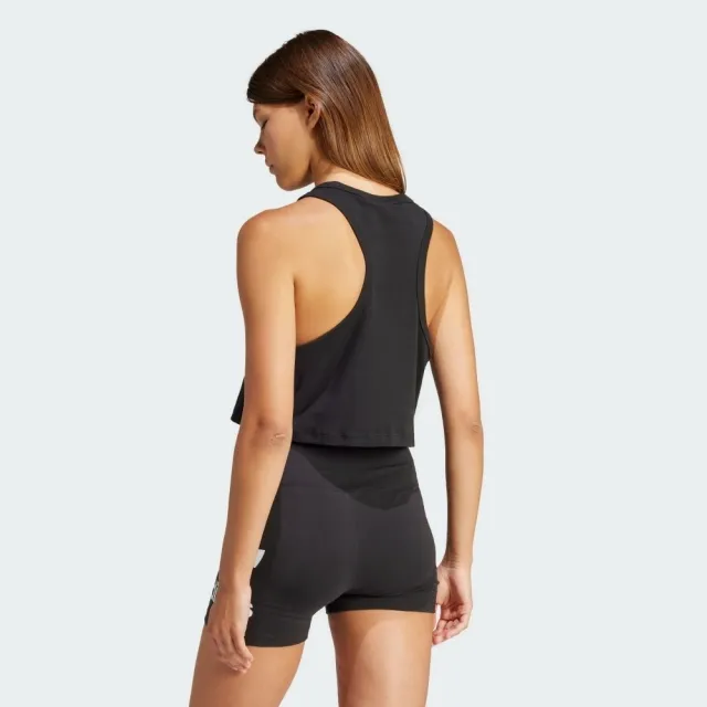 【adidas 愛迪達】Trefoil Tank 女 背心 運動 休閒 經典 三葉草 挖背 棉質 舒適 黑白(IU0067)