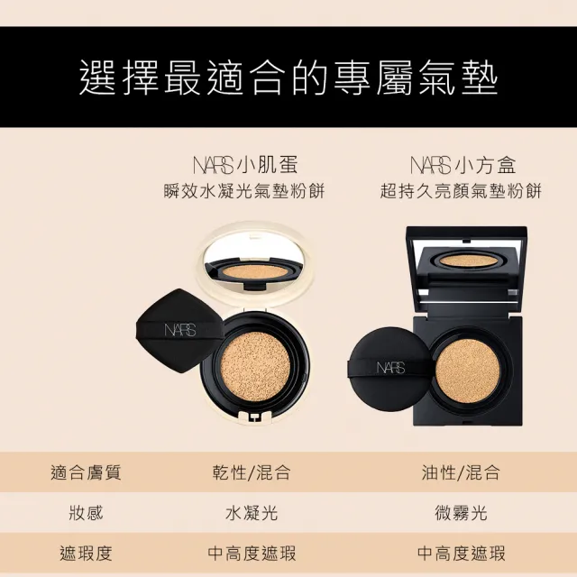 【NARS】官方直營 超持久亮顏氣墊粉餅粉盒(小方盒)