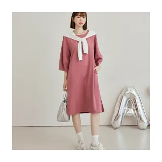 【OB 嚴選】太空棉側開衩立體澎袖洋裝 《DA10605》