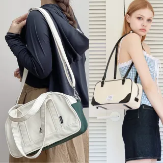 【WHOSE BAG】交換禮物 日韓女包組合 Paperair復古撞色側背包 肩背包 托特手提包 送Kah&Kee文藝帆布包(買 