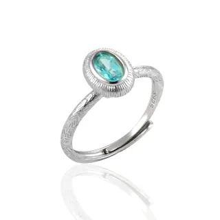 【Woogie武吉珠寶】霓虹藍磷灰水鑽設計戒指(800)