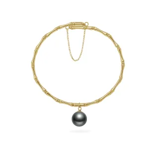 【King Star】日本進口 18K金 天然南洋黑珍珠手環 8.5-9mm 金匠