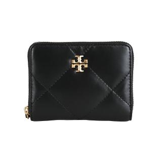 【TORY BURCH】TORY BURCH KIRA 菱格絎縫拉鍊零錢包(黑)