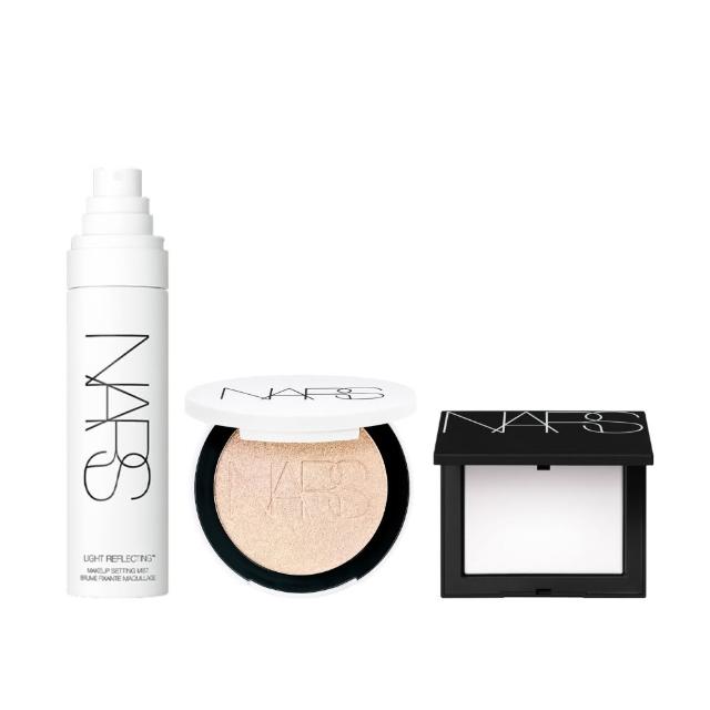 【NARS】水感冰透持光組(超持久亮顏定妝噴霧/閃亮采餅/裸光蜜粉餅)