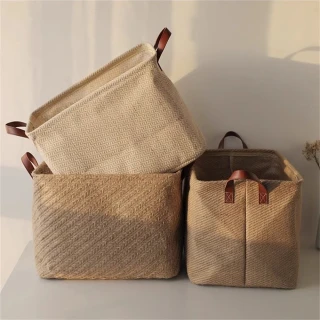 【新川】可折疊收納箱 棉麻布藝衣物整理箱(家用玩具零食儲物筐)