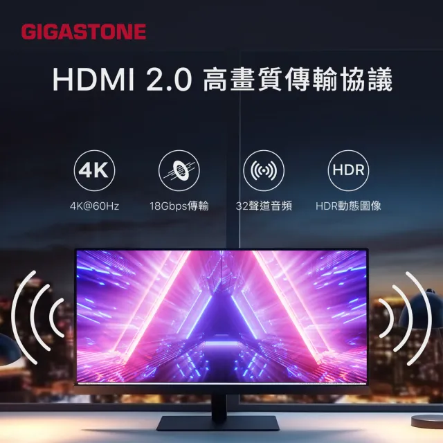 【GIGASTONE 立達】Type-C to HDMI2.0 4K螢幕傳輸線1M 2入組(支持iPhone17/iPad/MacBook)