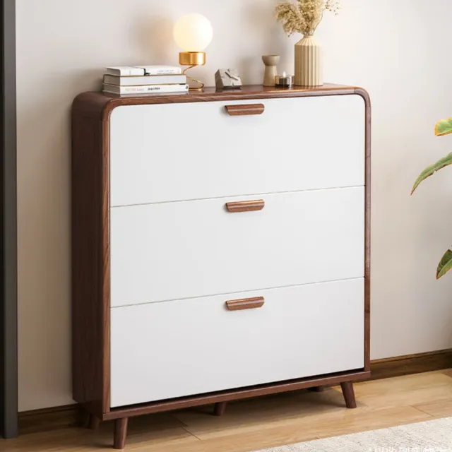 【Loha 樂活家】超薄翻鬥收納鞋櫃 60x24x119CM-雙層款(落地實木鞋櫃 大容量鞋櫃 板式收納鞋櫃 玄關鞋架子)