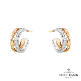 【Georg Jensen 喬治傑生】FUSION 開口式耳環(18K白金 18K玫瑰金 鑽石)