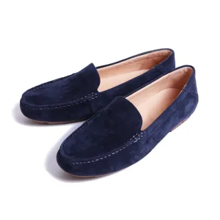 【KOKKO】極簡素面柔軟微寬楦莫卡辛(深藍色)