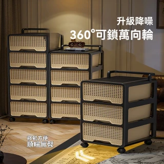 【YouPin】置物架 零食小推車三層置物架免安裝客廳移動多層收納櫃(置物架/小推車/收納櫃/儲物櫃/零食架)