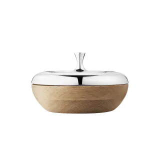 【Georg Jensen 官方旗艦店】HK 甘藍型置物盒(鏡面拋光不鏽鋼 橡木)