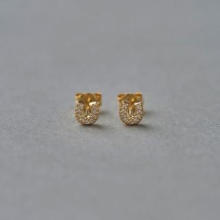 【ete】K10YG MINI馬蹄鑽石耳環(金色)