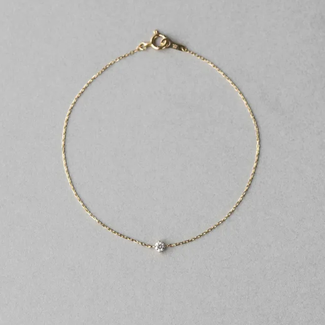 【ete】K18 經典單鑽爪鑲鑽石手鍊-0.06ct(金色 玫瑰金色)