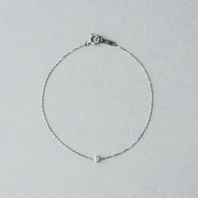 【ete】PT900/850 經典單鑽爪鑲鑽石手鍊-0.06ct(鉑金色)