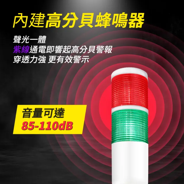 【精準科技】雙層警示燈 聲光警報 紅綠12VDC 信號燈 LED多層警示燈 塔燈 指示燈(MET-RGLB12V工仔人)