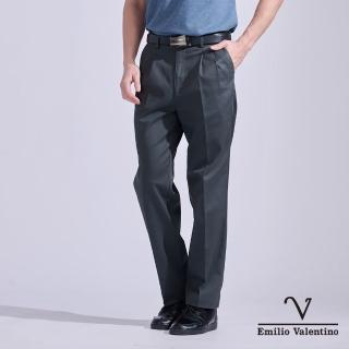 【Emilio Valentino 範倫鐵諾】男 棉質彈力機能 保暖厚款 打摺 休閒褲 灰色(70-4A8763)
