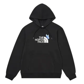 【The North Face】北面女款黑色蝴蝶LOGO印花長袖帽T｜8F0EJK3