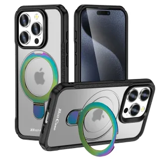 【Bill Case】戰神鎧甲 iPhone 14 Pro Max 多功磁吸指環支架高規保護殼-極光半透黑(酷帥有型 全面保護)
