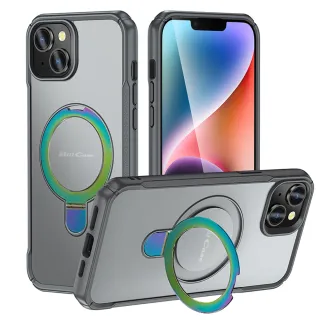 【Bill Case】戰神鎧甲 iPhone 15 Plus 多功磁吸指環支架高規保護殼-極光酷黑(功能強悍 鋒芒內斂 更顯魅力)