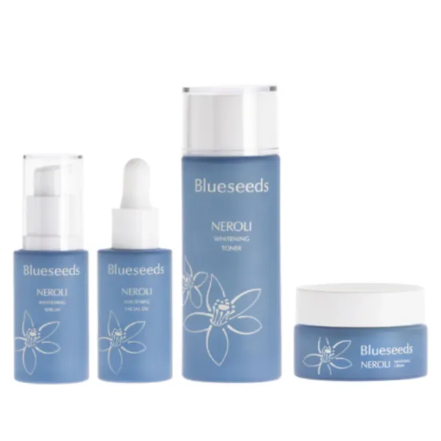 【Blueseeds】淨緻橙花潤白保養系列4件組(活膚液100ml+精油露30ml+精華液30ml+乳霜30g) 臉部保養｜芙彤園