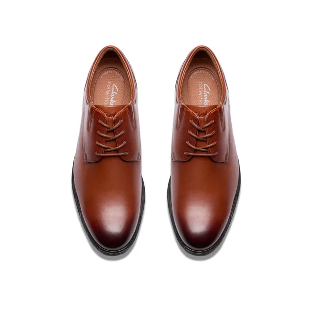 【Clarks】男鞋 Steadwell Lace 寬楦素面紳士鞋 皮鞋(CLM84680D)