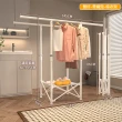 【名至】雙桿折疊升降晾衣架 簡易安裝 高度86~145公分可調(晾衣架 曬衣架 曬被桿 衣帽架 預購15天)