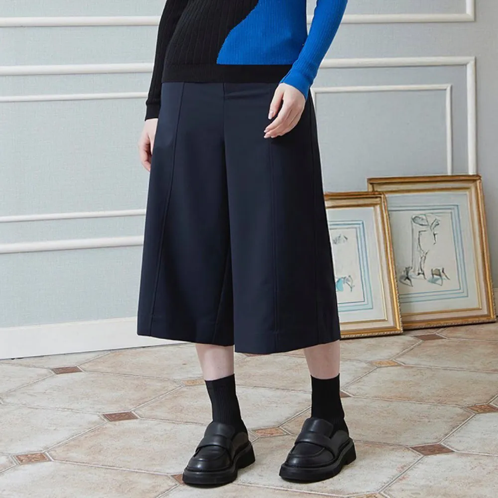 【ICHE 衣哲】Cop.Copine 法國原裝進口簡約挺版剪裁七分直筒寬褲