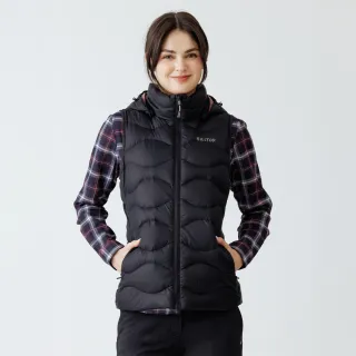 【Hilltop 山頂鳥】超潑水施華洛世奇燙鑽石墨烯蓄熱羽絨外背心 女款 黑｜PF25XFI0ECA0