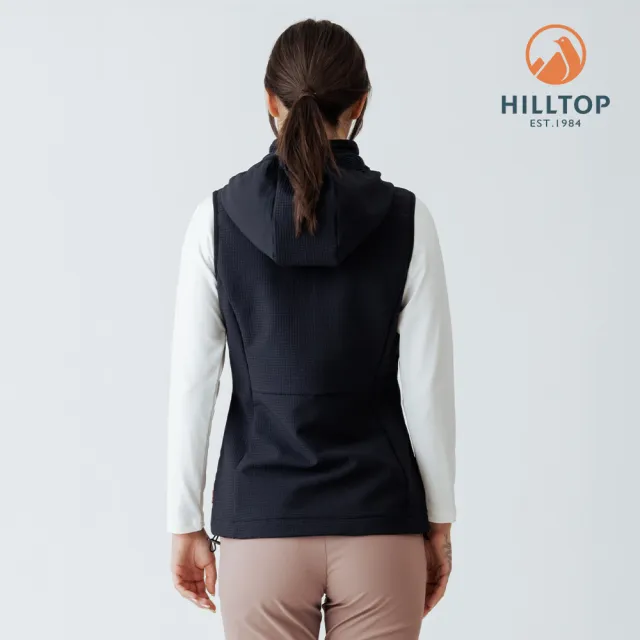 【Hilltop 山頂鳥】超潑水保暖彈性刷毛背心 女款 黑色｜PH25XF95ECA0