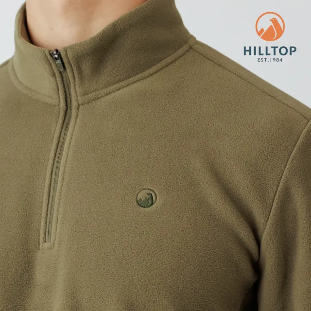 【Hilltop 山頂鳥】POLARTEC保暖半開襟刷毛上衣 男款 綠｜PH51XMM2ECM0