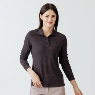 【Hilltop 山頂鳥】保暖長袖POLO衫 女款 灰黑｜PS15XF40ECA0